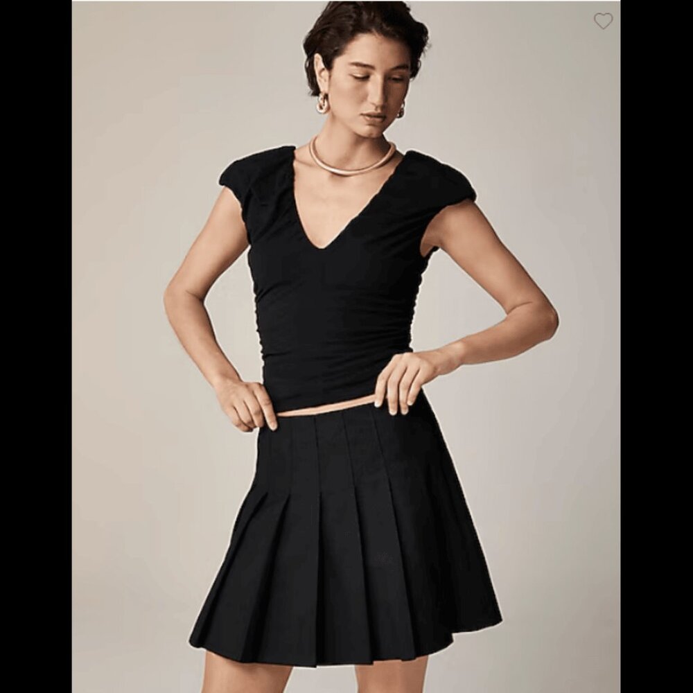 Ruched V-neck top in stretch cotton blend | L | NWT | J.Crew